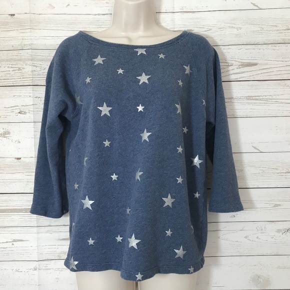 LOFT Tops - Ann Taylor Loft Chambray Metallic Stars Sweatshirt